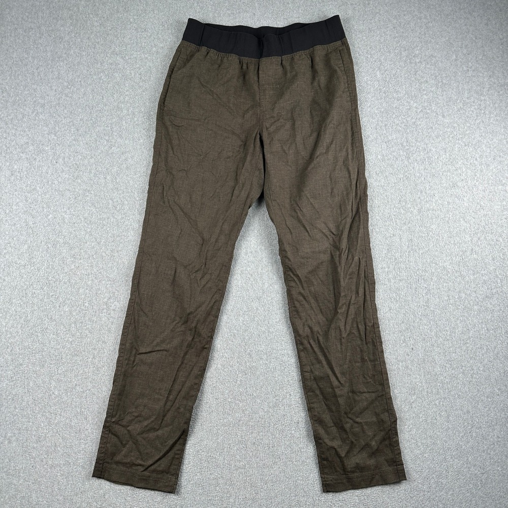 Prana Pants Womens XS Sutra Slim Straight Brown Hemp Blend Elastic Waist